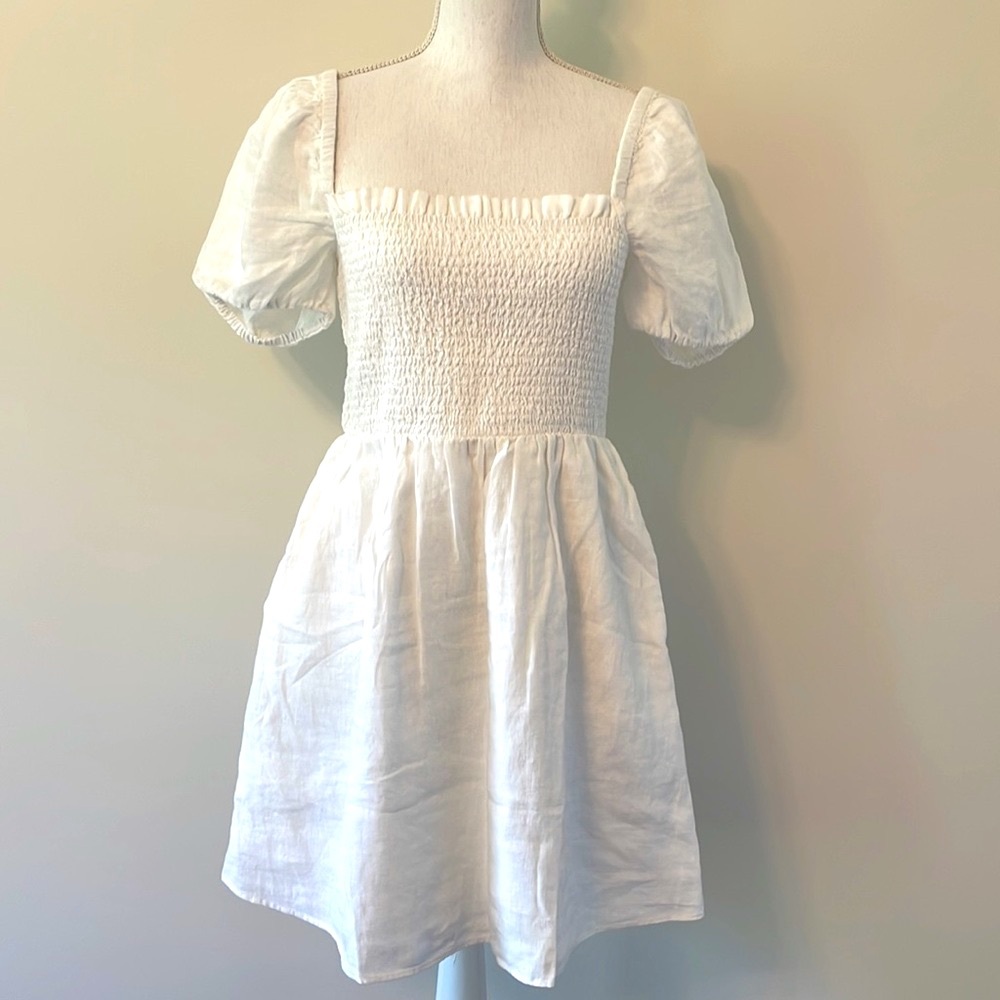NWT J. Crew white linen mini dress- Medium